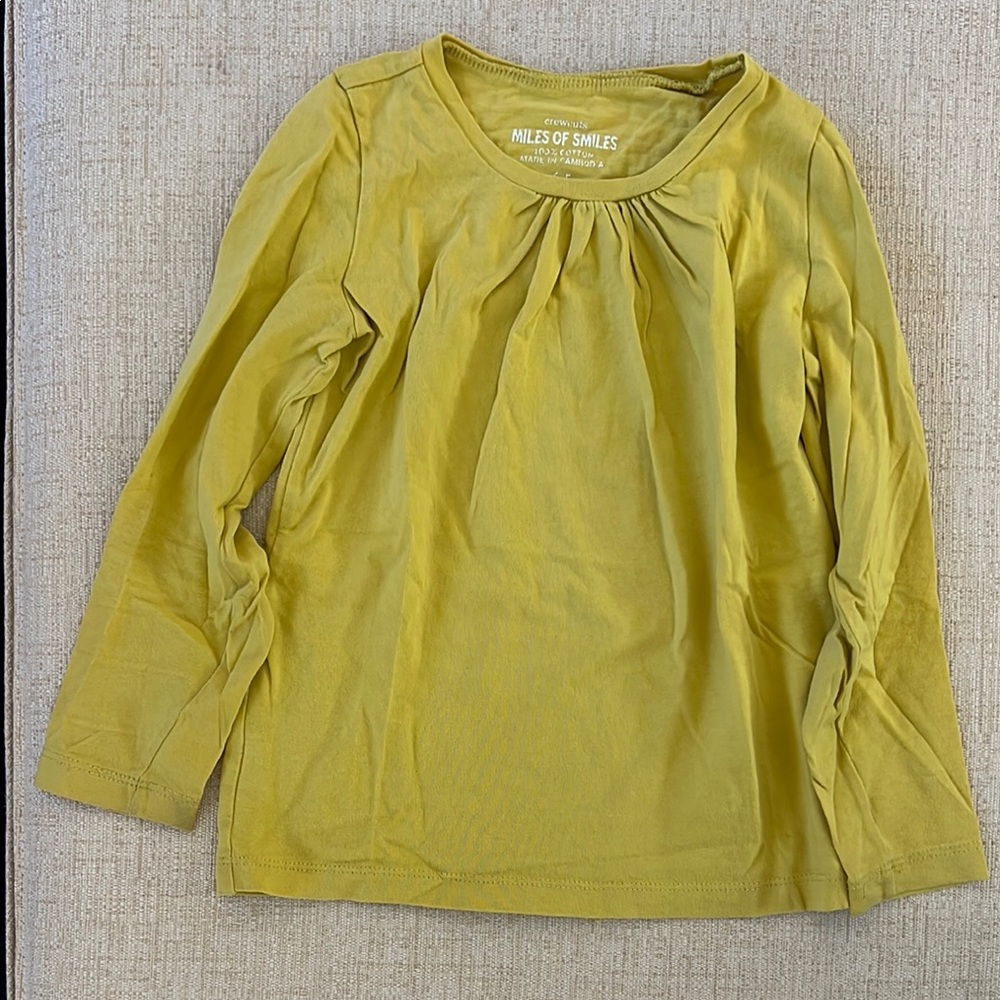 Crewcuts Yellow Long Sleeve Tee with Rounded Neckline and Relaxed Fit
